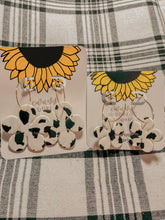 Load image into Gallery viewer, Cowprint Daisy Hoops