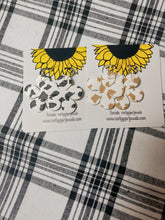 Load image into Gallery viewer, Cowprint Daisy Hoops