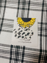 Load image into Gallery viewer, Cowprint Daisy Hoops