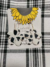 Load image into Gallery viewer, Cowprint Daisy Hoops