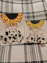Load image into Gallery viewer, Cowprint Daisy Hoops
